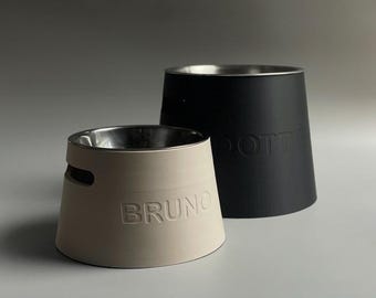 Personalized Elevated Dog Bowl Holder: Healthy Back, Custom Name
