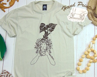 Taro Plant Shirt, Hand Screen Print, Kona Coffee T-shirt, Gift for Hawaii Lover, Unisex Soft Tri-Blend Tee
