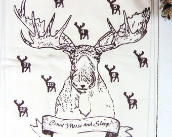 Moose Flour Sack Tea Towel, Screen Printed, Funny Kitchen Towel