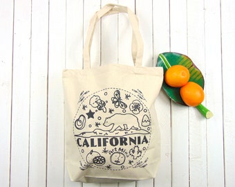 California Bear Tote - Screen Print - California Gifts - Tote Bag Canvas