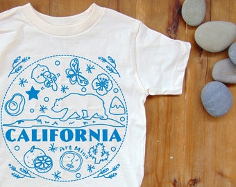 California Bear Kids T-shirt, Screen Print, Youth Soft Tee, Gift for Big Boy, Blue Ink