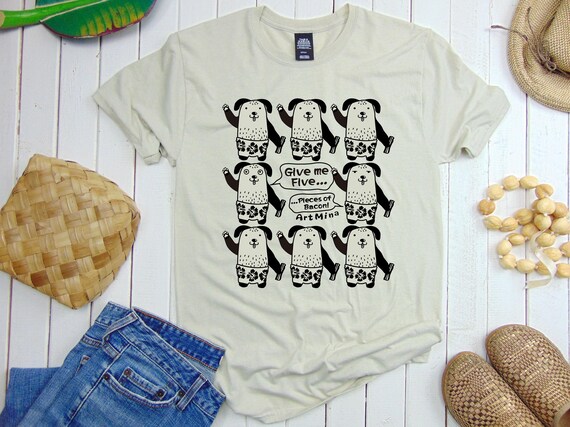 Funny Dog Unisex Soft T-shirt - Screen Print -  "Give me five pieces of bacon!"