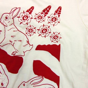 Unisex Soft T-shirt Rabbit Hole Screen Print Floral Bunny Shirt image 5