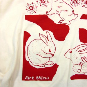 Unisex Soft T-shirt Rabbit Hole Screen Print Floral Bunny Shirt image 6