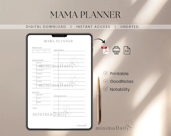 Agenda stampabile per mamme | Agenda settimanale per mamme | Programma per bambini | Pianificatore dei pasti | Lista delle cose da fare in PDF