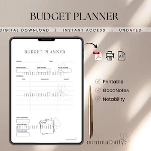 Digital Finance Planner PDF | Printable Budget Planner | Monthly Budget Tracker | Expense Tracker | Money Organizer