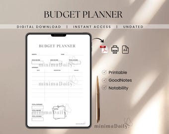 Digital Finance Planner PDF | Printable Budget Planner | Monthly Budget Tracker | Expense Tracker | Money Organizer
