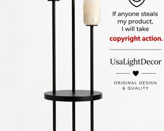 Lámpara de pie moderna, lámpara de pie de 3 luces, negro mate, lámpara con pantalla de piedra, lámpara de pie alta, iluminación para sala de estar, lámpara de pie para dormitorio
