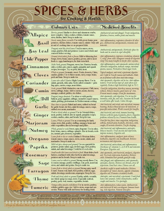 Herb Chart For Healing