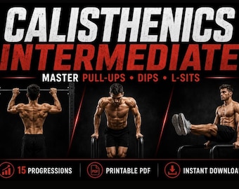 Tabela de treino de calistenia intermediária | Progressões de barra fixa, paralelas e L-sit (Download em PDF)
