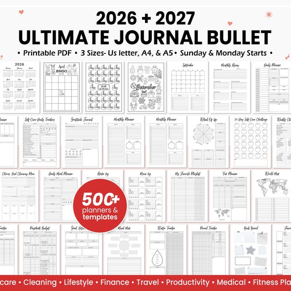2026 2027 agenda planner - Etsy Portugal