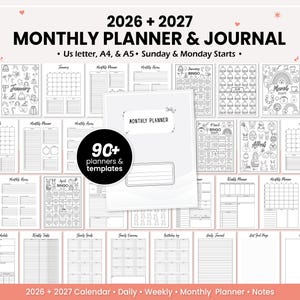 Zestaw startowy do miesięcznego Bullet Journala na rok 2026 – do pobrania w wersji cyfrowej