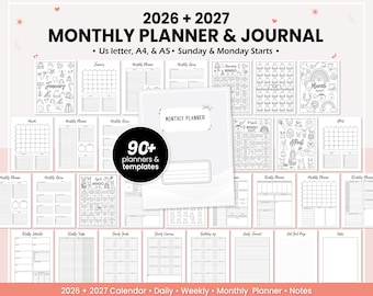 2026 Monthly Bullet Journal Starter Kit – Digital Download