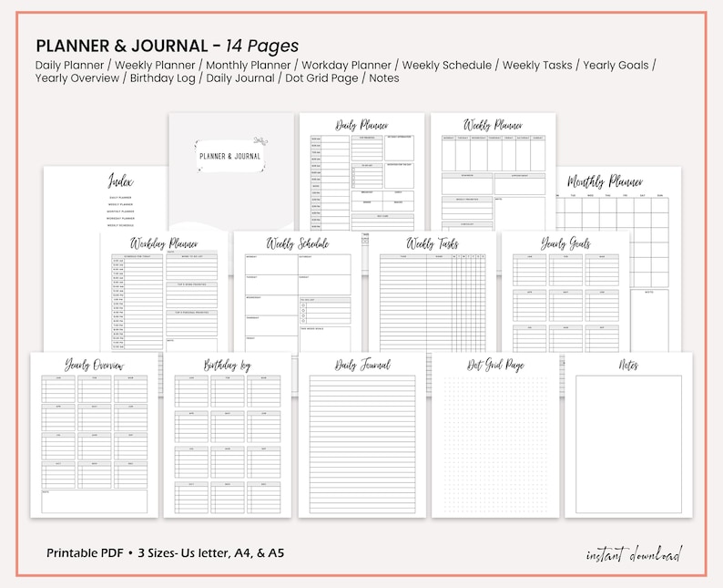 Bullet Journal Bundle 2026 2027 Printable Planner | Digital Planner PDF, Habit Tracker, Journal Pages, US Letter A4 A5

TAGS:
2027 Bullet Journal,
2027 Journal Pages,
2027 Agenda,
2027 Planner,
Digital Planner PDF,
Journal Template,
Journal Page,
Dotted Journal Page,
2027 journal bundle,
bullet journal kit,
mood trackers pages,
yearly tracker print,
Tetris trackers,
Finally keep every part of your life organized with one premium Bullet Journal Bundle for 2026 & 2027.