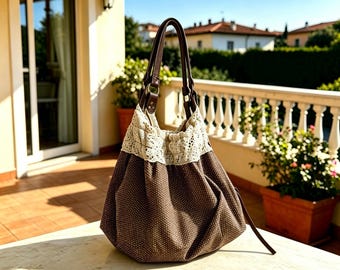 Handgefertigte Cottagecore Spitze Umhängetasche, Vintage Polka Dot Tote, Mori Girl Geldbörse, Retro Spitze Lässige Alltagshandtasche, das perfekte Geschenk für Sie