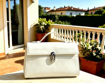 Leder Kleine Tragetaschen, L19 Taschen, Minimal Design Handtasche, Leder Clutch Tasche Elegante Frauen Schulter, Minimalistische Turn Lock Umhängetasche mit Geschenk