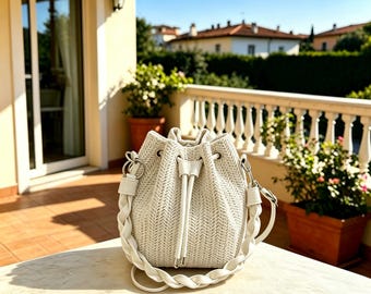 Stroh Eimer Tasche für Frauen, gewebte Kordelzug Schultertasche, Sommer Crossbody Geldbörse, Boho Strand Handtasche, geflochtene Riemen Tote, Mode Taschen Geschenk
