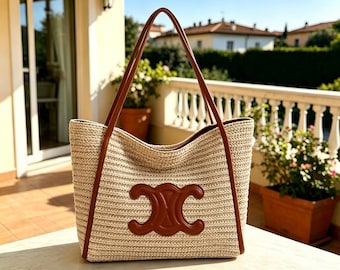 Vielseitige Sommertasche, schicke Stroh-Schultertasche, modische Alltagshandtasche im Flechtdesign, gewebte Stroh-Strandtasche, Resort-Tasche, Geschenk für Sie