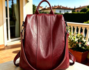 Kleine Rucksack Geldbörse Frauen, Wandelbare PU-Leder Rucksack Geldbörse, Anti-Diebstahl-Mini-Rucksack-Tasche, Vintage Rucksack, multifunktionale Schulter