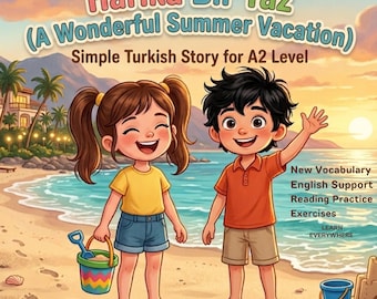 Learn Turkish A2 PDF Workbook | Turkish Reading Practice for Foreigners | Digital Download Ebook