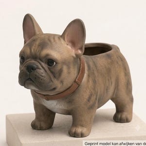 Handgemaakte Chibi Franse Buldog Plantenpot | Cadeau voor Hondenliefhebber | 3D Geprinte Bloempot | Cute Bulldog Planter | Hout & Glow