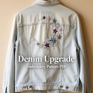 Celestial Star Embroidery Pattern PDF for Denim Jacket, Beginner Hand Stitch (Instant Download)