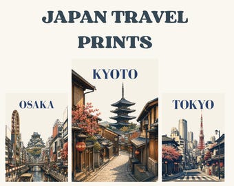 Stampe di viaggio in Giappone, poster di Tokyo, Kyoto e Osaka, stampe artistiche da parete, download digitale
