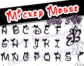 Font TTF OTF Files-Disney Mickey Mouse Ears Letters Alphabet Printables Invitations Graphics Scrapbook Bulletin Boards Projects