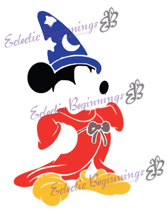 Disney Digital File, DIY Print Iron On-Magician Magic Fantasia Mickey Mouse Outline Silhouette INSTANT DOWNLOAD Il_570xn