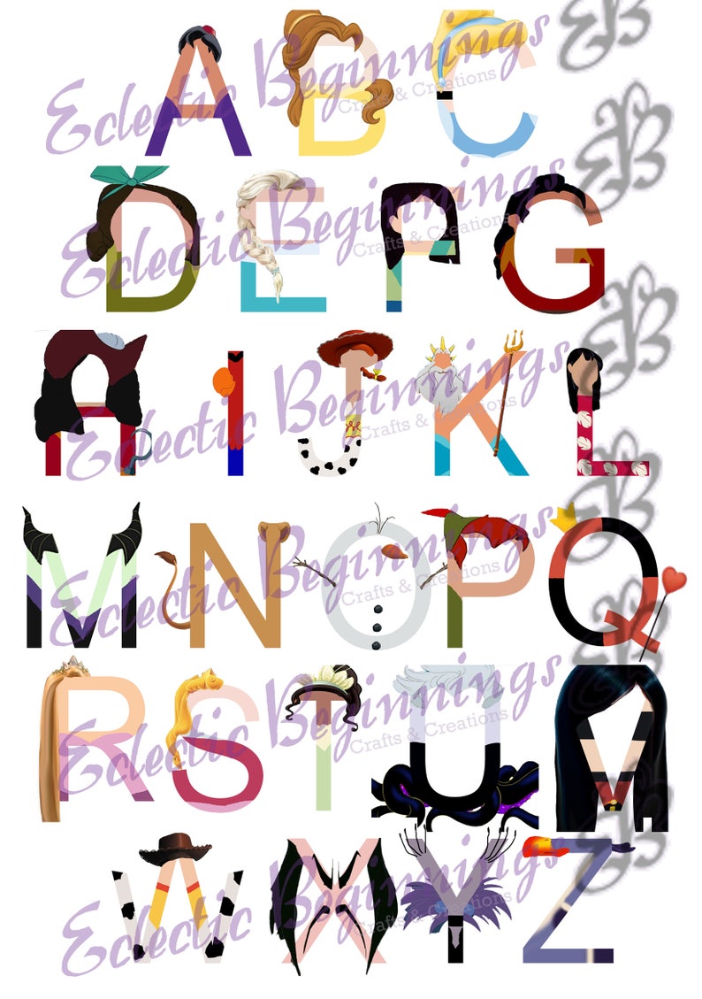 alphabet jpg digital file diy print clip art disney character etsy