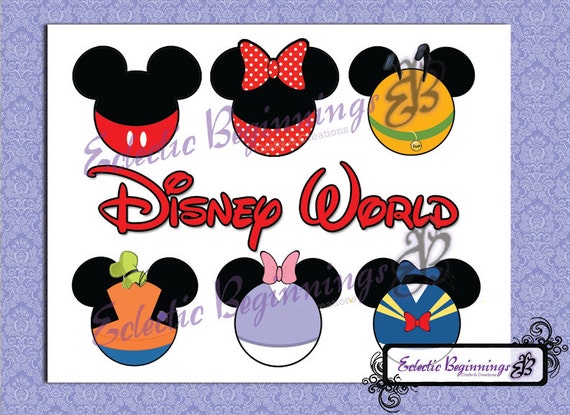 Disney Digital File, DIY Print Iron On-Disney World Super Six Vacation Mickey Mouse Minnie Mouse Pluto Goofy Donald Duck Daisy Duck Il_570xn