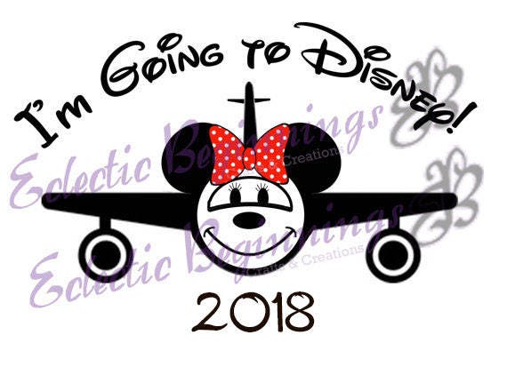 Disney Digital File, DIY Print Iron On-Disney Plane 2018 Minnie Mouse Ears First Trip to Disney Il_570xn