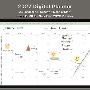 2027 Digital Planner | GoodNotes Planner | Sep–dec 2026 bonus