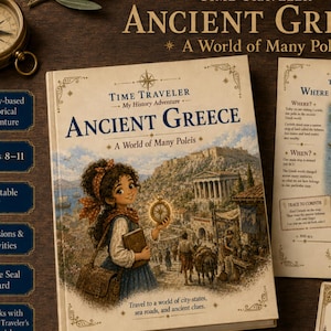 Può includere: Un set di libri Time Traveler Ancient Greece che include una guida all'avventura storica, una mappa della Grecia, un foglio di missione e una carta sigillo temporale di Pegaso. Il tutto con una bussola in ottone, una lente e una moneta.