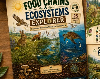 Food Chains and Ecosystems Printable Workbook for Kids Ages 6–9 | Food Web & Science Activities