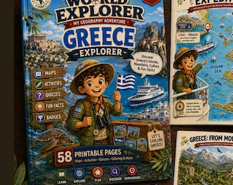 Greece Explorer Workbook for Kids | Geography Activity Book Ages 6-9 | Athens, Islands & Ancient | Printable PDF | World Explorer Series