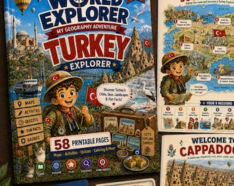 Turkey Explorer Workbook for Kids | Geography Activity Book Ages 6-9 | Istanbul, Cappadocia & Bosphorus | Printable PDF | World Explorer Ser