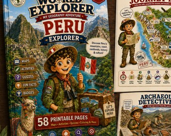Peru Explorer Workbook for Kids | Geography Activity Book Ages 6-9 | Machu Picchu, Andes & Amazon | Printable PDF | World Explorer Series
