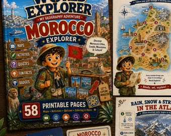 Morocco Explorer Workbook for Kids | Geography Activity Book Ages 6-9 | Marrakech, Atlas & Culture | Printable PDF | World Explorer Series