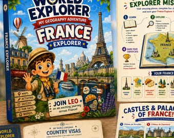 France Explorer Workbook for Kids | Geography Activity Book | Paris, Castles, French Culture | Printable PDF | World Explorer Series