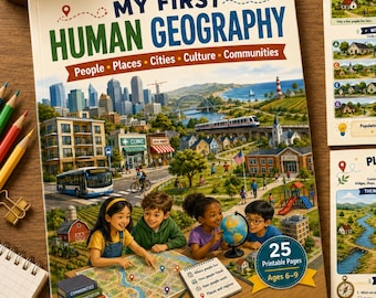 Printable Human Geography Workbook for Kids Ages 6–9: Social Studies, Population, Culture & Communities