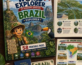 Brazil Explorer Workbook for Kids | Geography Activity Book Ages 6-9 | Amazon, Wildlife & Capoeira | Printable PDF | World Explorer Series