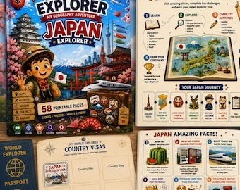 Japan Explorer Workbook for Kids | Geography Activity Book Ages 6-9 | Sushi, Samurai, Mount Fuji | Printable PDF | World Explorer Series