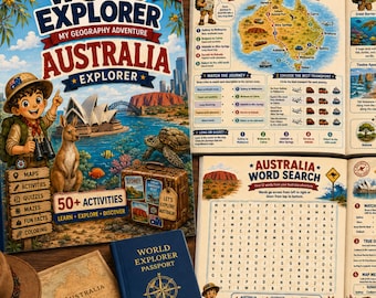 Australia Explorer Workbook for Kids | Geography Activity Book Ages 6-9 | Kangaroos, Reef & Culture | Printable PDF | World Explorer Series