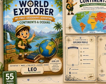 World Explorer Activity Book for Kids | My First Geography Adventure | Continents Oceans Maps Fun Facts Quizzes Badges