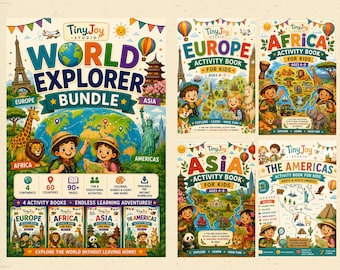 World Geography Activity Book Bundle for Kids | 60 Countries | Europe Asia Africa Americas | Printable Educational PDF