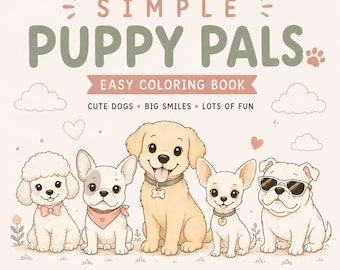 Simple Puppy Pals Printable Coloring Book | Cute Dog Coloring Pages for Kids Ages 3-8