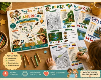 The Americas Activity Book for Kids | Printable Country Learning Pack | Preschool Geography Activities | Homeschool PDF