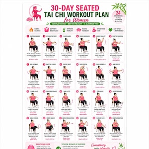 Tai Chi Chair Workout Weight Loss | 30 Day Chair Exercise Plan | Senior Wellness Printable Guide