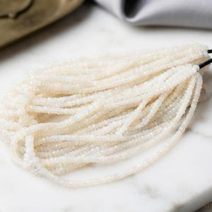 SB002 Natural White Opal Micro Rondelle Beads Strand for Jewelry Making by silvergalleryus